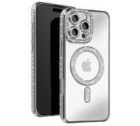 Coque - Diamant - iPhone 16 Pro Max - Strass Argent - Résistante - Compatible MagSafe
