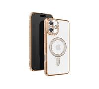 Coque Diamant pour iiPhone 16 Protection MagSafe Contour Strass Dorée