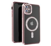 Coque Diamant pour iPhone 11 Protection MagSafe Contour Strass Rose champagne