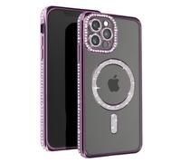 Coque Diamant pour iPhone 12 Pro Max - AVIZAR - Protection MagSafe - Contour Strass Violet