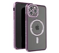 Coque Diamant pour iPhone 12 Pro Max Protection MagSafe Contour Strass Violet