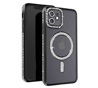 Coque Diamant pour iPhone 12 Protection MagSafe Contour Strass Noir
