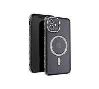 Coque Diamant pour iPhone 12 Protection MagSafe Contour Strass Noir