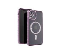 Avizar Coque Diamant pour iPhone 12 Protection Contour Strass Violet
