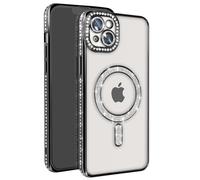 Coque Diamant pour iPhone 14 Plus MagSafe Contour Strass Noir