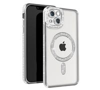 Avizar Coque Diamant pour iPhone 14 Protection Contour Strass Argent