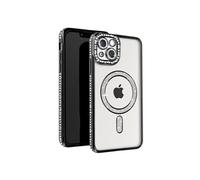 Coque Diamant pour iPhone 14 Protection MagSafe Contour Strass Noir