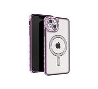 Coque Diamant pour iPhone 14 Protection MagSafe Contour Strass Violet