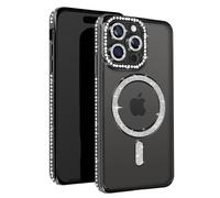Coque Diamant pour iPhone 15 Pro Max Protection MagSafe Contour Strass Noir