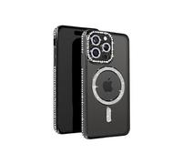 Coque Diamant pour iPhone 15 Pro Max Protection MagSafe Contour Strass Noir