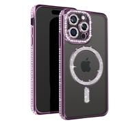 Coque Diamant pour iPhone 15 Pro Max Protection MagSafe Contour Strass Violet