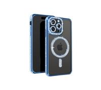 Coque Diamant pour iPhone 15 Pro Protection MagSafe Contour Strass Bleu clair
