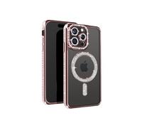 Coque Diamant pour iPhone 15 Pro Protection MagSafe Contour Strass Rose Champagne