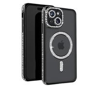 Avizar Coque Diamant pour iPhone 15 Protection Contour Strass Noir