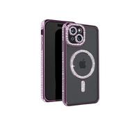 Coque Diamant pour iPhone 15 Protection MagSafe Contour Strass Violet