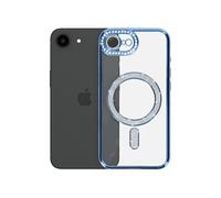 Coque Diamant pour iPhone 16e MagSafe Contour Strass Bleu
