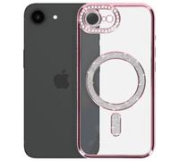 Coque Diamant pour iPhone 16e MagSafe Contour Strass Rose champagne