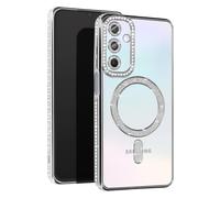 Coque pour téléphone - AVIZAR - Samsung Galaxy A15 - Contour Strass - Anneau Magnétique - Dos Transparent