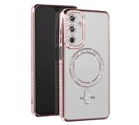 Coque Diamant pour Samsung Galaxy A16 Compatible MagSafe avec Design Luxe Rose champagne
