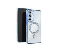 Avizar Coque Diamant pour Samsung Galaxy A35 Contour Strass Bleu clair