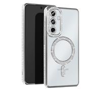 Coque Diamant pour Samsung Galaxy A55 MagSafe Contour Strass Argent