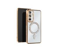 Coque Diamant pour Samsung Galaxy A55 MagSafe Contour Strass Dorée