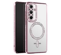 Coque Diamant pour Samsung Galaxy A56 MagSafe Contour Strass Rose