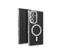 Avizar Coque Diamant pour Samsung Galaxy S23 Ultra Contour Strass Argent