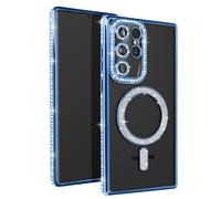 Coque Diamant pour Samsung Galaxy S23 Ultra MagSafe Contour Strass Bleu clair