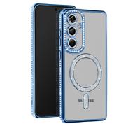 Coque Diamant pour Samsung Galaxy S24 FE MagSafe Contour Strass Bleu clair