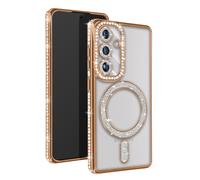 Coque Diamant pour Samsung Galaxy S24 Plus MagSafe Contour Strass Dorée