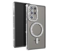 Coque Diamant pour Samsung Galaxy S24 Ultra MagSafe Contour Strass Argent