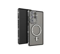 Avizar Coque Diamant pour Samsung Galaxy S24 Ultra Contour Strass Noir
