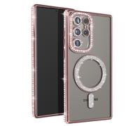 Coque Diamant pour Samsung Galaxy S24 Ultra MagSafe Contour Strass Rose champagne