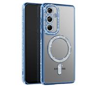 Avizar Coque Diamant pour Samsung Galaxy S25 Contour Strass Bleu