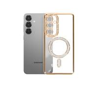 Avizar Coque Diamant pour Samsung Galaxy S25 Contour Strass Dorée