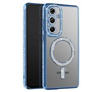 Avizar Coque Diamant pour Samsung Galaxy S25 Plus Contour Strass Bleu