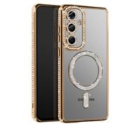 Avizar Coque Diamant pour Samsung Galaxy S25 Plus Contour Strass Dorée