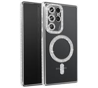Coque Diamant pour Samsung Galaxy S25 Ultra MagSafe Contour Strass Argent