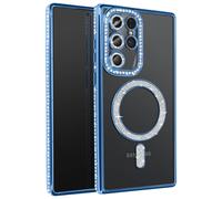 Coque Diamant pour Samsung Galaxy S25 Ultra MagSafe Contour Strass Bleu