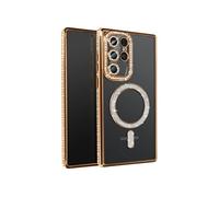 Avizar Coque Diamant pour Samsung Galaxy S25 Ultra Contour Strass Dorée