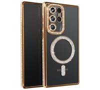 Coque Diamant pour Samsung Galaxy S25 Ultra MagSafe Contour Strass Dorée