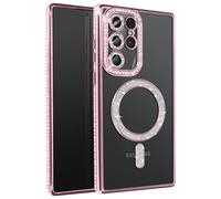 Coque Diamant pour Samsung Galaxy S25 Ultra MagSafe Contour Strass Rose