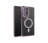 Avizar Coque Diamant pour Samsung Galaxy S25 Ultra Contour Strass Violet