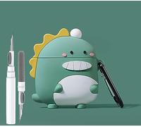 Coque Dinosaure Mignonne pour Airpod 2e et 1ère génération, Motif Dessin animé 3D Amusant Kawaii Cool Airpods avec kit de Nettoyage et Porte-clés pour Apple Air Pod Gen 2 et 1 pour garçons, Filles