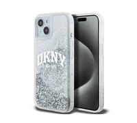 Coque DKNY Liquid Glitter Big Logo pour iPhone 15 / 14 / 13 (Blanche)
