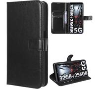 Coque DOOGEE S200/S200X/S200 Plus - Étui portefeuille PU premium avec intérieur TPU anti-choc, 3 emplacements cartes + poche billets, fermeture magnétique et support - Noir