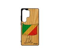 Coque drapeau congo brazzaville congolais S25 Ultra bois veritable silicone republique du foot noir coupe du monde de pour Samsung galaxy