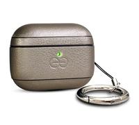 Coque Dreem en Cuir végan pour AirPods Pro 3, avec Mousqueton Porte-clés, Coque Rigide protectrice en Plastique + Finition Cuir, Compatible MagSafe, avec Effet Reveal Motion [Om:Métal]