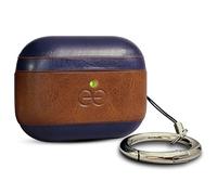 Coque Dreem en Cuir végan pour AirPods Pro 3, avec Mousqueton Porte-clés, Coque Rigide protectrice en Plastique + Finition Cuir, Compatible MagSafe, avec Effet Reveal Motion [Om:Chocolate/Royal Blue]